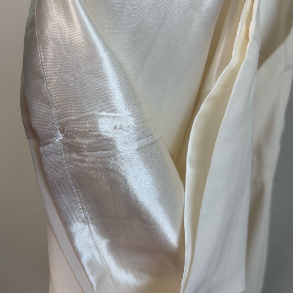 Jill Stuart Halter Wide Leg Jumpsuit White Off-White Elegant Flowy Deep V-Back - Picture 13 of 16